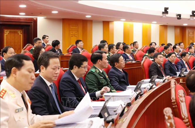 Các đại biểu dự Hội nghị lần thứ nhất Ban Chấp hành Trung ương Đảng khóa XIV. Ảnh: TTXVN