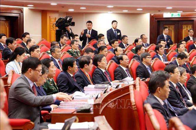 Các đại biểu dự Hội nghị lần thứ nhất Ban Chấp hành Trung ương Đảng khóa XIV. Ảnh: TTXVN