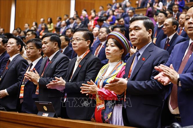 Các đại biểu dự phiên bế mạc Đại hội XIV của Đảng. Ảnh: TTXVN