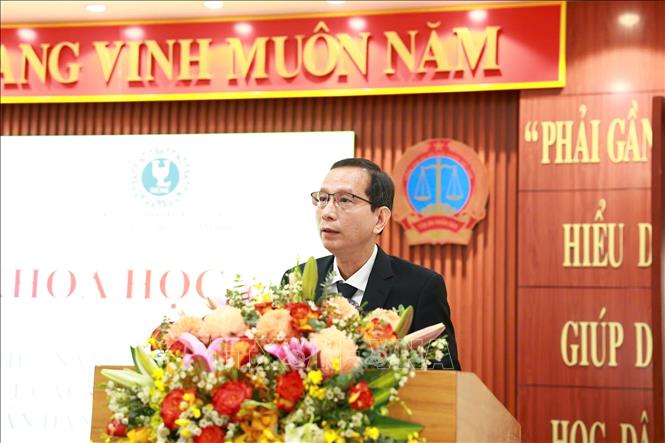 ThS. Nguyễn Văn Bình, Chánh án TAND Khu vực 7 Thành phố Hồ Chí Minh, phát biểu tại hội thảo. Ảnh: Thanh Vũ-TTXVN 