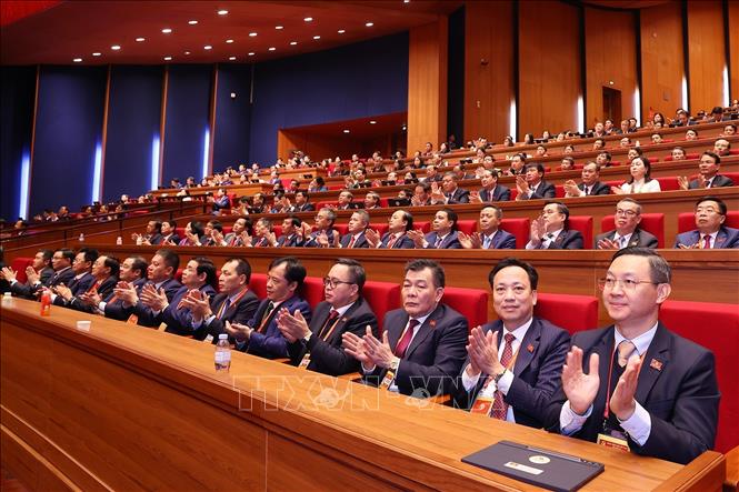 Các đại biểu dự phiên bế mạc Đại hội XIV của Đảng. Ảnh: TTXVN