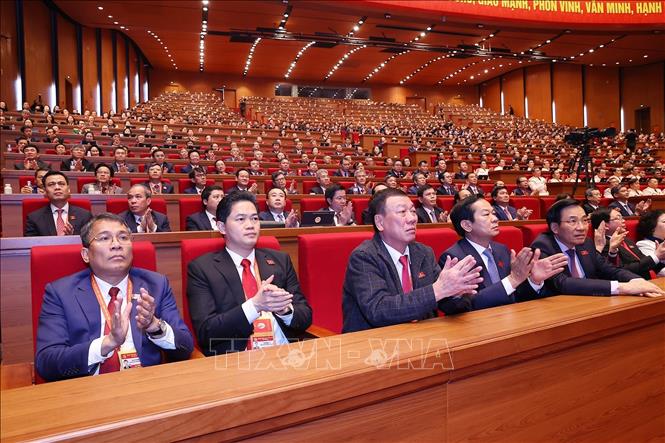 Các đại biểu dự phiên bế mạc Đại hội XIV của Đảng. Ảnh: TTXVN