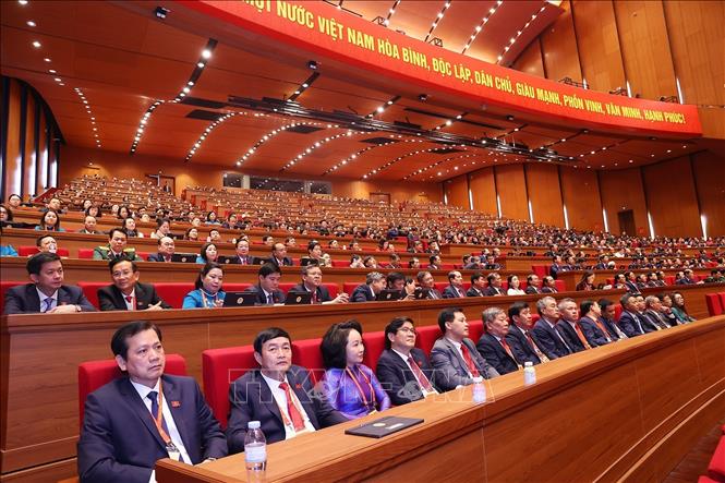 Các đại biểu dự phiên bế mạc Đại hội XIV của Đảng. Ảnh: TTXVN