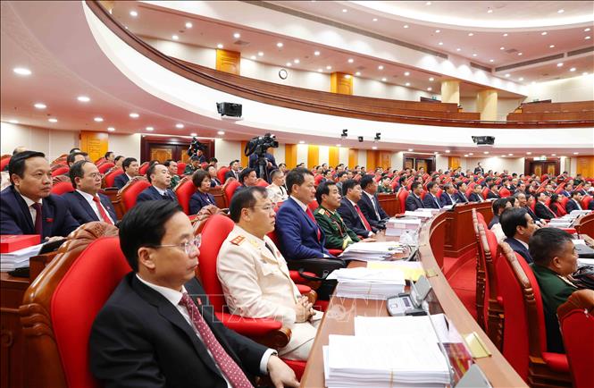 Các đại biểu tham dự Hội nghị lần thứ nhất Ban Chấp hành Trung ương Đảng khóa XIV. Ảnh: TTXVN