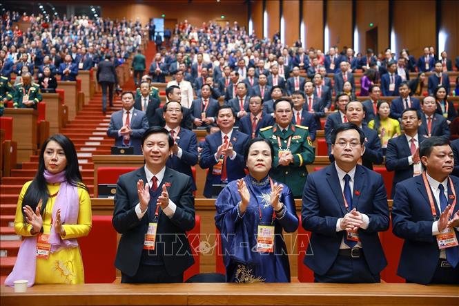 Các đại biểu dự phiên bế mạc Đại hội XIV của Đảng. Ảnh: TTXVN