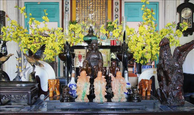 Góc giữa không gian nhà cổ Trần Bá Thế. Ảnh: Nguyễn Hằng - TTXVN