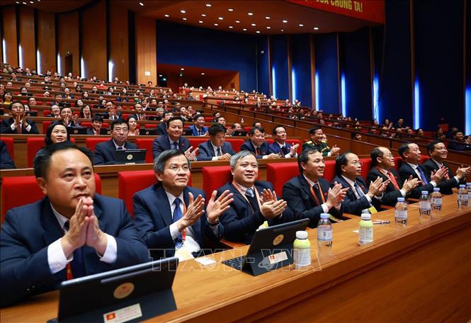 Các đại biểu dự phiên bế mạc Đại hội XIV của Đảng. Ảnh: TTXVN