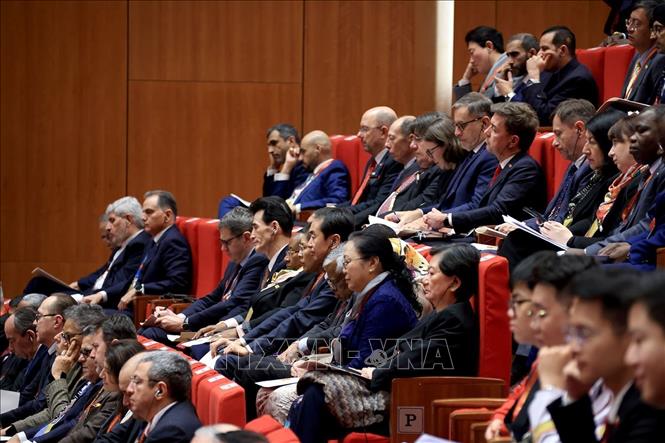Các đại biểu quốc tế tham dự đại hội phiên bế mạc đại hội. Ảnh: TTXVN