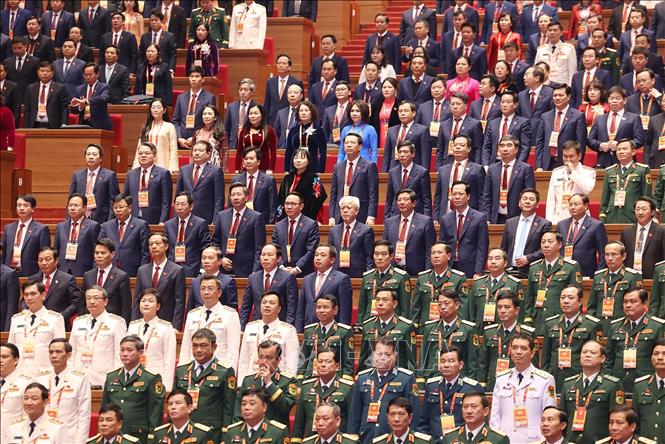 Các đại biểu thực hiện nghi lễ bế mạc Đại hội. Ảnh: TTXVN