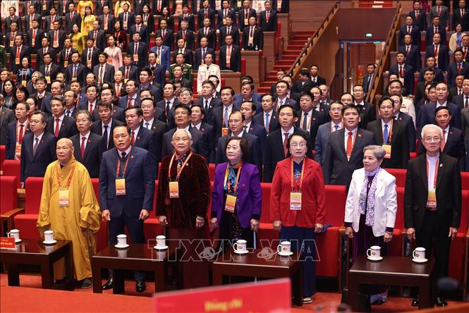 Các đại biểu thực hiện nghi lễ bế mạc Đại hội. Ảnh: TTXVN