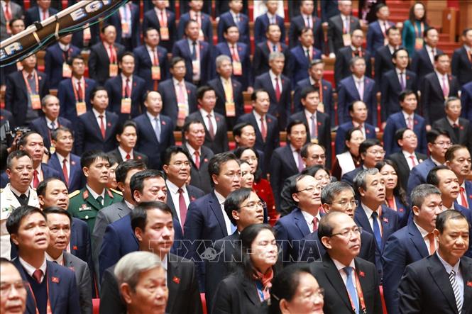 Các đại biểu thực hiện nghi lễ bế mạc Đại hội. Ảnh: TTXVN