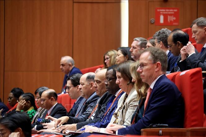 Các đại biểu quốc tế tham dự đại hội phiên bế mạc đại hội. Ảnh: TTXVN