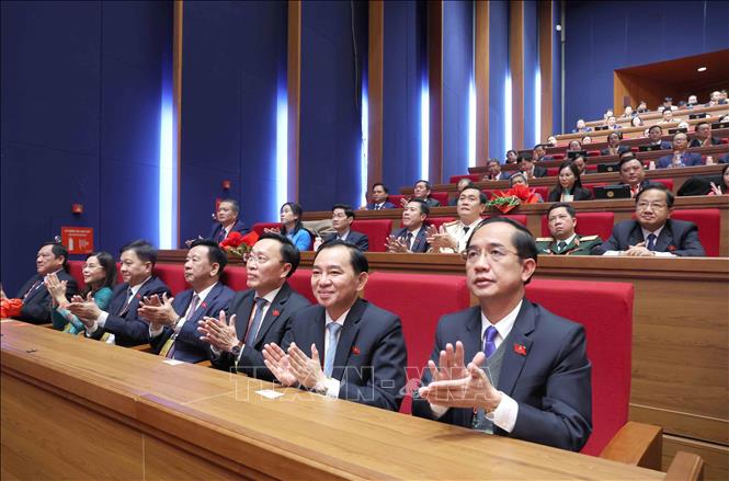 Đoàn đại biểu Đảng bộ tỉnh Cà Mau dự phiên bế mạc Đại hội. Ảnh: TTXVN