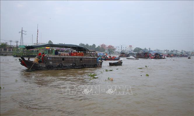 Một góc chợ nổi Cái Răng. Ảnh: Nguyễn Hằng - TTXVN
