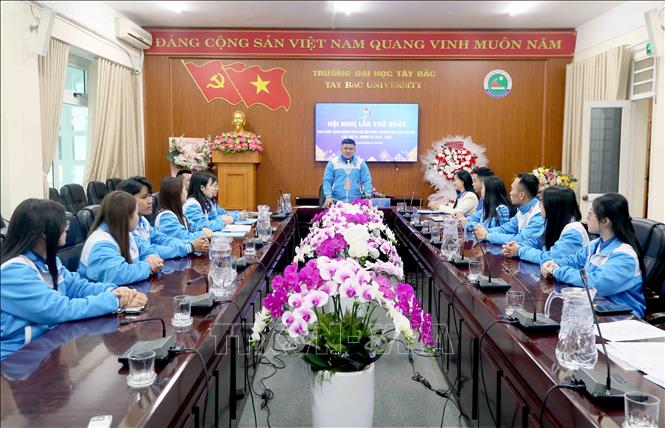 Hội gnhij lần thứ nhất BCH Đoàn TNCS Hồ Chí Minh Trường Đại học Tây Bắc lần thứ 40, nhiệm kỳ 2025-2030. Ảnh: Quang Quyết - TTXVN