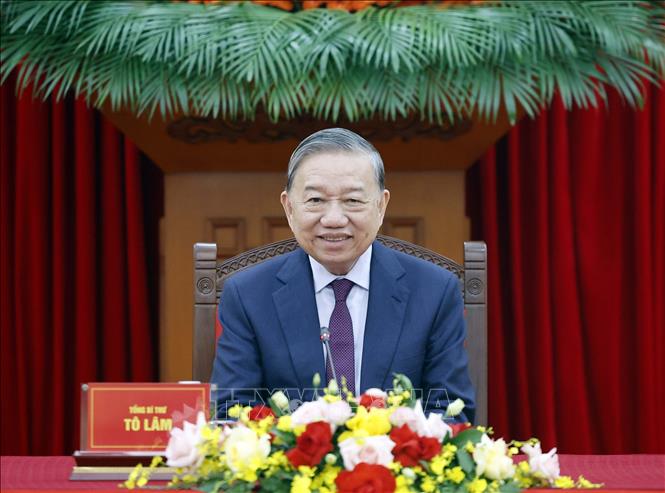 Tổng Bí thư Tô Lâm tại cuộc điện đàm với Tổng thống Liên bang Nga Vladimir Putin. Ảnh: Thống Nhất – TTXVN