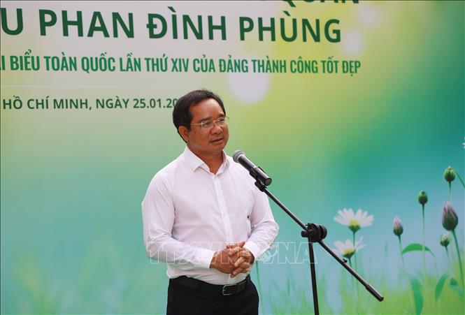 Chủ tịch UBND TP. Hồ Chí Minh Nguyễn Văn Được phát biểu chỉ đạo tại buổi lễ. Ảnh: Hồng Đạt - TTXVN