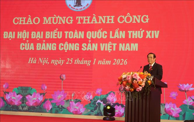 Chủ tịch Hội Người cao tuổi Việt Nam Nguyễn Thanh Bình phát biểu. TTXVN phát