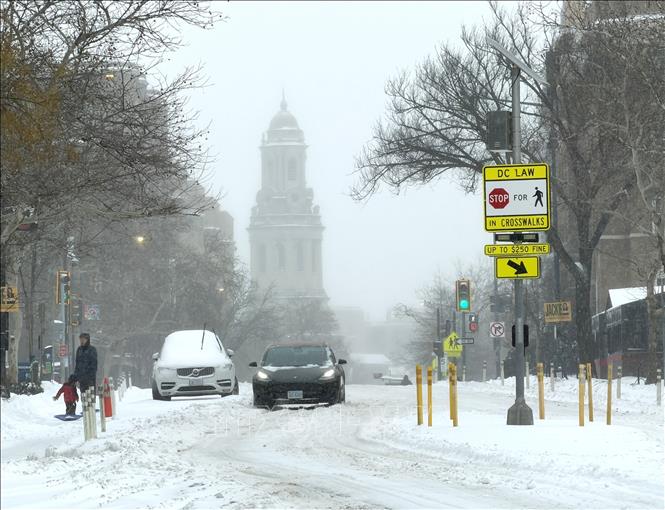Thủ đô Washington DC phủ trắng trong cơn bão tuyết ngày 25/1/2026. Ảnh: Ngọc Quang, PV TTXVN tại Mỹ