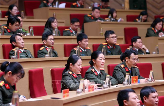 Cán bộ, chiến sĩ Công an nhân dân tham dự hội nghị. Ảnh: Phạm Kiên - TTXVN