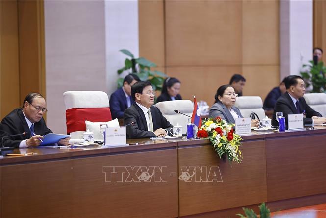 Tổng Bí thư, Chủ tịch nước Lào Thongloun Sisoulith phát biểu. Ảnh: Doãn Tấn – TTXVN