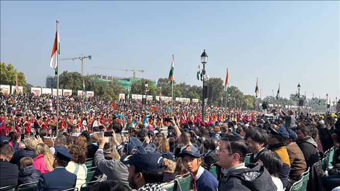 Màn đồng diễn kết thúc Lễ diễu hành. Ảnh: Ngọc Thúy - p/v TTXVN tại Ấn Độ