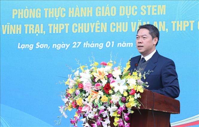 Phó Chủ tịch UBND tỉnh Lạng Sơn Đoàn Thanh Sơn phát biểu tại Lễ khành thành. Ảnh: Anh Tuấn – TTXVN