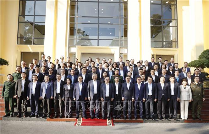 Tổng Bí thư Tô Lâm, Thủ tướng Phạm Minh Chính và các đại biểu. Ảnh: Thống Nhất - TTXVN