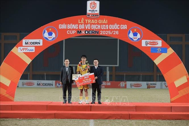 Cầu thủ ghi nhiều bàn thắng nhất giải là Hoàng Minh Hợi (23, SLNA, 4 bàn). Ảnh: Minh Quyết - TTXVN