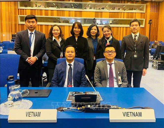 Đoàn liên ngành Bộ Ngoại Giao và Bộ Công An tham dự Hội nghị. Ảnh TTXVN phát