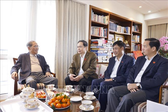 Chủ tịch Quốc hội Trần Thanh Mẫn thăm, chúc Tết nguyên Chủ tịch Quốc hội Nguyễn Sinh Hùng. Ảnh: Doãn Tấn – TTXVN