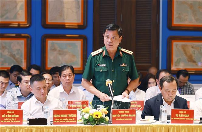 Thượng tướng Nguyễn Trường Thắng, Thứ trưởng Bộ Quốc phòng phát biểu. Ảnh: Dương Giang-TTXVN 
