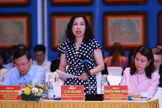 Thứ trưởng Bộ Ngoại giao Lê Thị Thu Hằng phát biểu. Ảnh: Dương Giang-TTXVN 
