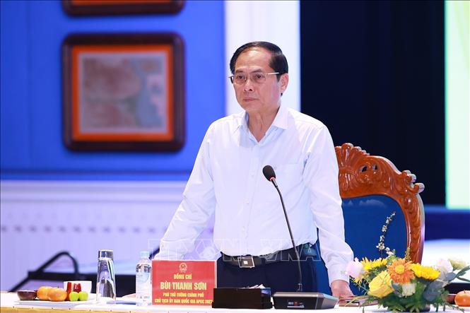 Phó Thủ tướng Bùi Thanh Sơn, Chủ tịch Ủy ban Quốc gia APEC 2027 phát biểu. Ảnh: Dương Giang-TTXVN 
