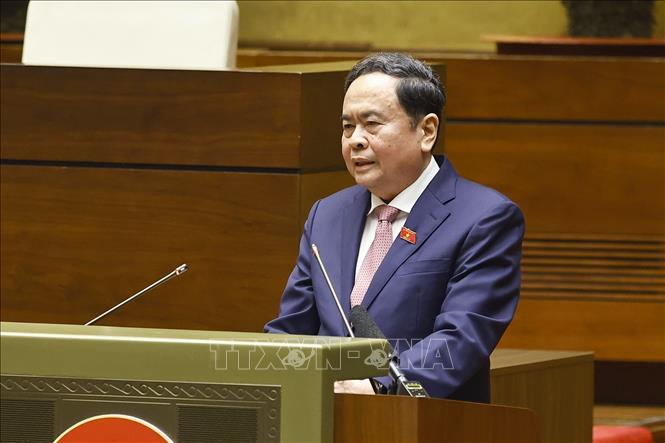 Chủ tịch Quốc hội Trần Thanh Mẫn phát biểu. Ảnh: Doãn Tấn - TTXVN