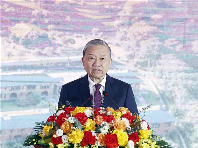 Tổng Bí thư Tô Lâm phát biểu tại buổi lễ. Ảnh: Thống Nhất - TTXVN