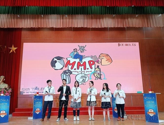 Chung kết cuộc thi tài năng Anh ngữ dành cho học sinh, sinh viên Thủ đô lần thứ VII, năm 2023 do trường Đại học Mỏ - Địa chất (Hà Nội), Thành đoàn, Hội Sinh viên thành phố Hà Nội tổ chức. Ảnh: Minh Anh - TTXVN