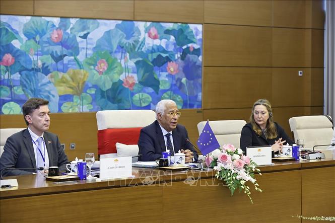 Chủ tịch Hội đồng châu Âu António Costa phát biểu. Ảnh: Doãn Tấn - TTXVN