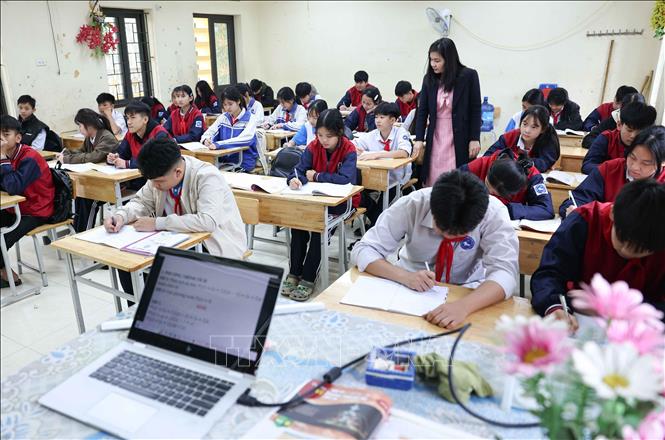 Giờ ôn tập của học sinh lớp 9, trường THCS Nam Phương Tiến B, xã Xuân Mai (Hà Nội). Ảnh (Tư liệu): Thanh Tùng - TTXVN