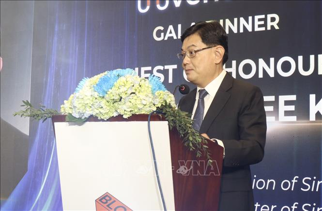 Ông Heng Swee Keat, Chủ tịch Quỹ Nghiên cứu Quốc gia Singapore, nguyên Phó Thủ tướng Singapore phát biểu tại sự kiện. Ảnh:  Xuân Anh - TTXVN

