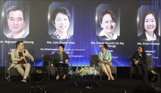 Các chuyên gia thảo luận cơ hội hợp tác đổi mới sáng tạo giữa Việt Nam - Singapore tại chương trình. Ảnh:  Xuân Anh - TTXVN