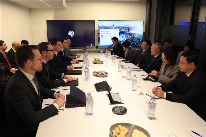 Phó Thủ tướng Thường trực Nguyễn Hòa Bình làm việc với lãnh đạo Ngân hàng Sygnum. Ảnh: Ngọc Ánh  - PV TTXVN tại Thụy Sĩ 