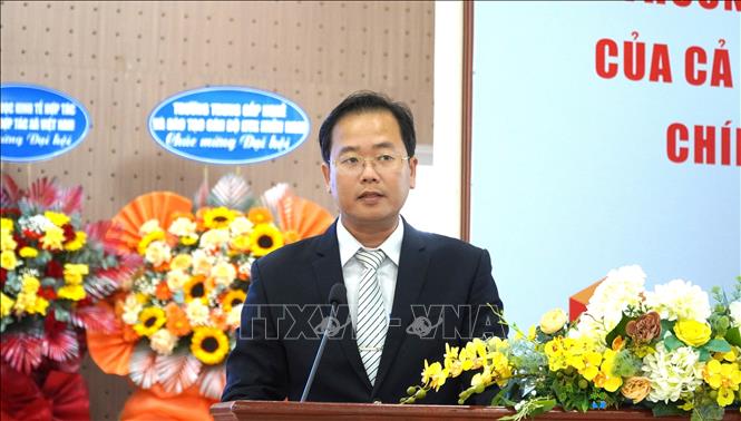 Chủ tịch Liên minh Hợp tác xã tỉnh An Giang Phạm Thành Trăm phát biểu. Ảnh: Văn Sĩ - TTXVN