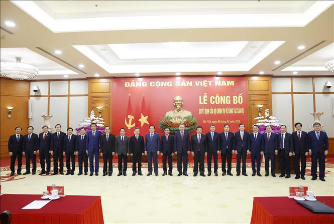 Tổng Bí thư Tô Lâm cùng các đồng chí lãnh đạo Đảng, Nhà nước tại buổi lễ. Ảnh: Thống Nhất – TTXVN