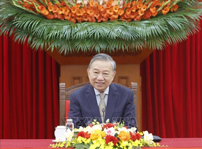 Tổng Bí thư Tô Lâm điện đàm với Tổng thống Hàn Quốc Lee Jae Myung. Ảnh: Thống Nhất - TTXVN