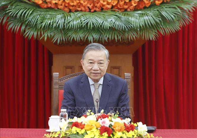 Tổng Bí thư Tô Lâm điện đàm với Tổng thống Hàn Quốc Lee Jae Myung. Ảnh: Thống Nhất - TTXVN