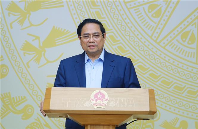 Thủ tướng Phạm Minh Chính chủ trì Phiên họp lần thứ tư của Ban Chỉ đạo quốc gia triển khai Nghị quyết số 68-NQ/TW của Bộ Chính trị về phát triển kinh tế tư nhân. Ảnh: Dương Giang-TTXVN 