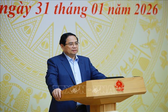 Thủ tướng Phạm Minh Chính chủ trì Phiên họp lần thứ tư của Ban Chỉ đạo quốc gia triển khai Nghị quyết số 68-NQ/TW của Bộ Chính trị về phát triển kinh tế tư nhân. Ảnh: Dương Giang-TTXVN 