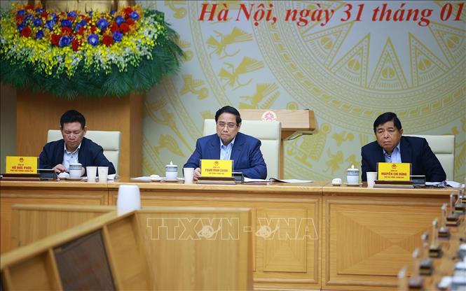 Thủ tướng Phạm Minh Chính chủ trì Phiên họp lần thứ tư của Ban Chỉ đạo phát triển kinh tế tư nhân. Ảnh: Dương Giang-TTXVN 