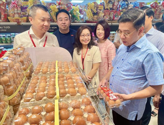 Đoàn công tác do ông Nguyễn Văn Dũng, Phó Chủ tịch UBND TP. Hồ Chí Minh  kiểm tra công tác chuẩn bị nguồn hàng phục vụ Tết Nguyên đán Bính Ngọ 2026. Ảnh: Hương Giang – TTXVN